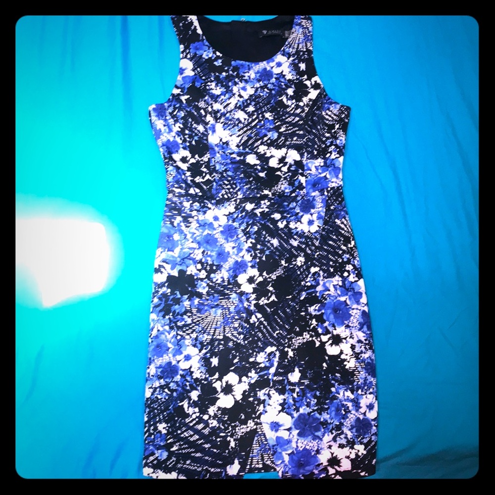 Blue and Black Floral Dress